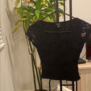 Black lace crop top